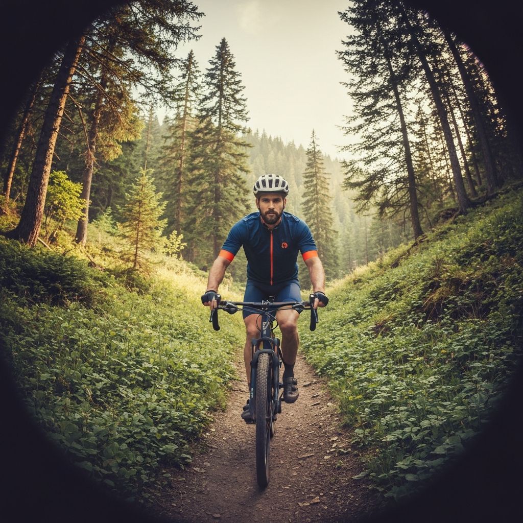 Man cycling outdoors